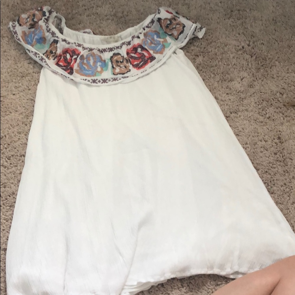 Off the shoulder embroidered white dress